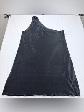 ARULA Elegant One-Shoulder Black Ribbed  Dress